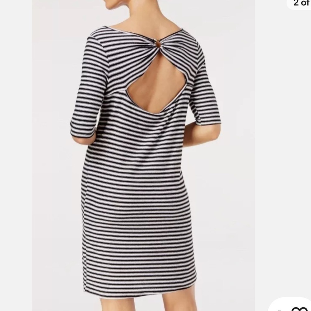 Free People We the Free Sz Small Frenchie Mini T-Shirt Dress Black/White Stripe